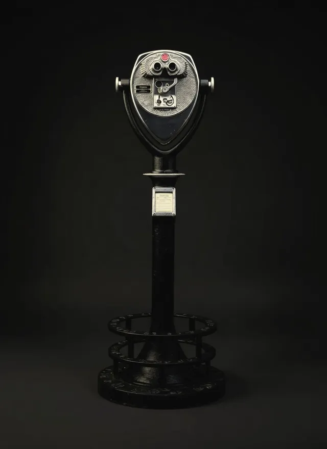 A restored black Tower Optical collector viewer photographed in the studio