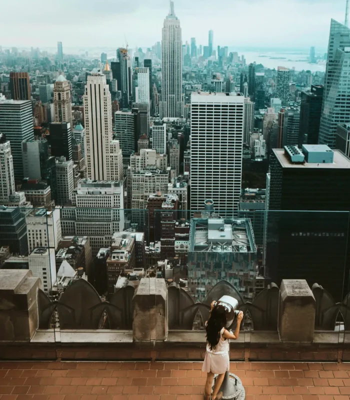 Tower Optical Tour Attraction Binocular Viewer Overlooking Manhattan Skyline